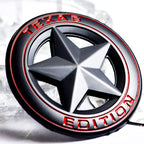 Black-Red Star Texas Edition 3D Metal Sticker (7.5cmx7.5cm) Car Bike Laptop Texas Edition Logo Car Emblem 3D Badge Sticker Universal Auto Racing Sport Logo Grand Tourer Decal.