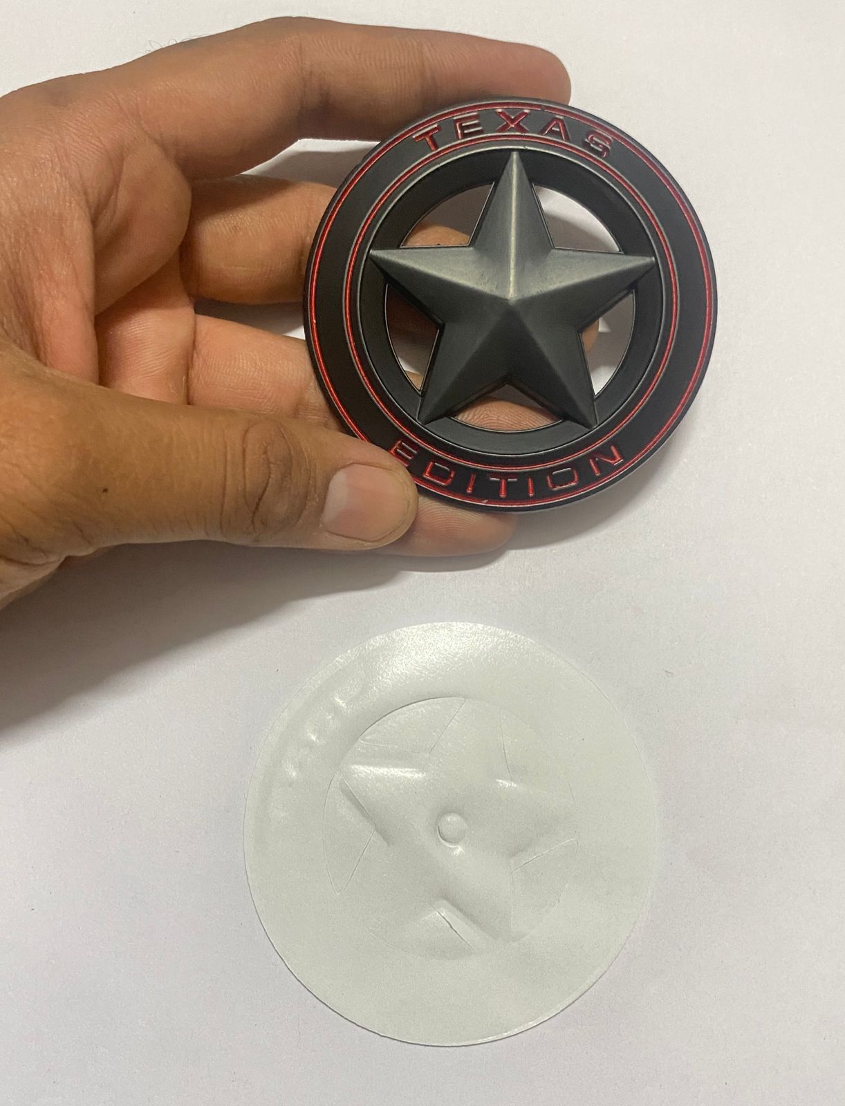 Black-Red Star Texas Edition 3D Metal Sticker (7.5cmx7.5cm) Car Bike Laptop Texas Edition Logo Car Emblem 3D Badge Sticker Universal Auto Racing Sport Logo Grand Tourer Decal.