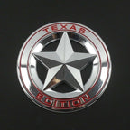 CROME-Red Star Texas Edition 3D Metal Sticker (7.5cmx7.5cm) Car Bike Laptop Texas Edition Logo Car Emblem 3D Badge Sticker Universal Auto Racing Sport Logo Grand Tourer Decal.