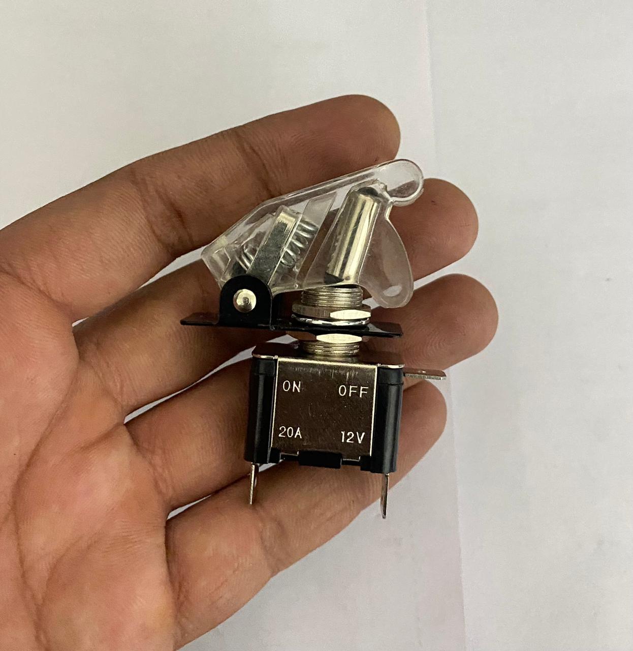 Toggle Switch WiD Aircraft Safety Cover Rocker Toggle Switch 12V 20A Racing Car Auto SPST ON/Off Toggle Switch LED Light Illuminated 3Pin For All Vehicles (TRANSPARENT TOGGLE PILOT SWITCH 1PC)