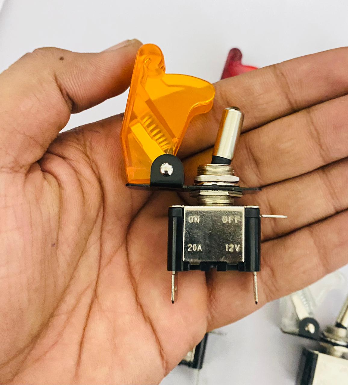 Toggle Switch WiD Aircraft Safety Cover Rocker Toggle Switch 12V 20A Car Auto Racing ON/Off Toggle Switch LED Light Illuminated 3Pin for All Vehicles (YELLOW Pilot TOGGLE Switch 1PC)