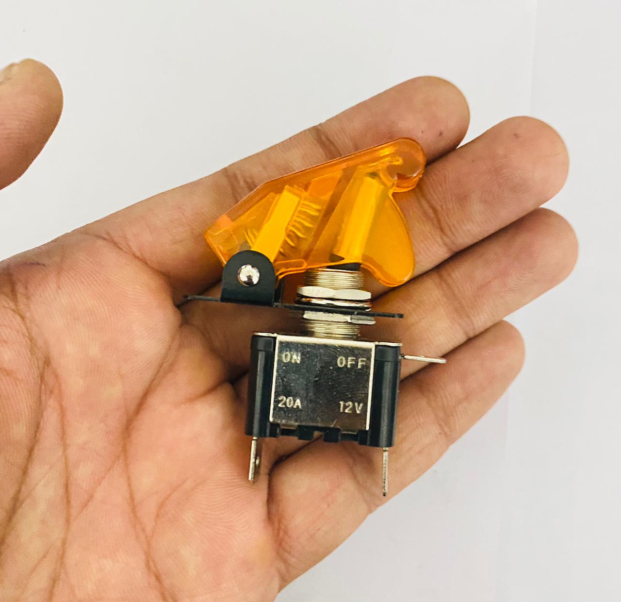 Toggle Switch WiD Aircraft Safety Cover Rocker Toggle Switch 12V 20A Car Auto Racing ON/Off Toggle Switch LED Light Illuminated 3Pin for All Vehicles (YELLOW Pilot TOGGLE Switch 1PC)