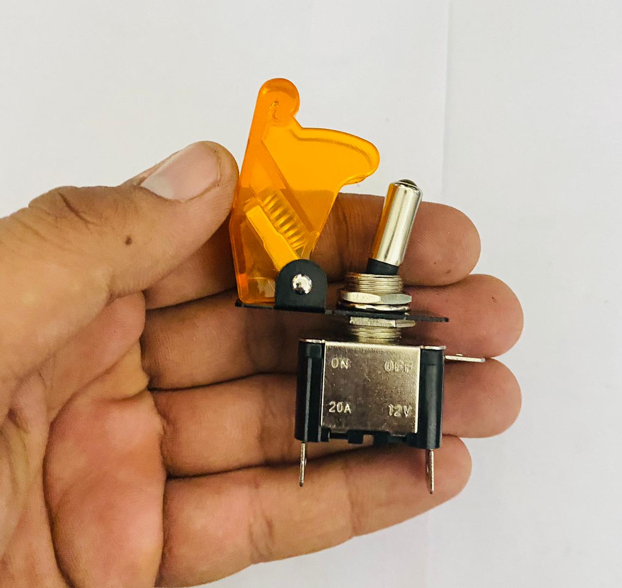 Toggle Switch WiD Aircraft Safety Cover Rocker Toggle Switch 12V 20A Car Auto Racing ON/Off Toggle Switch LED Light Illuminated 3Pin for All Vehicles (YELLOW Pilot TOGGLE Switch 1PC)